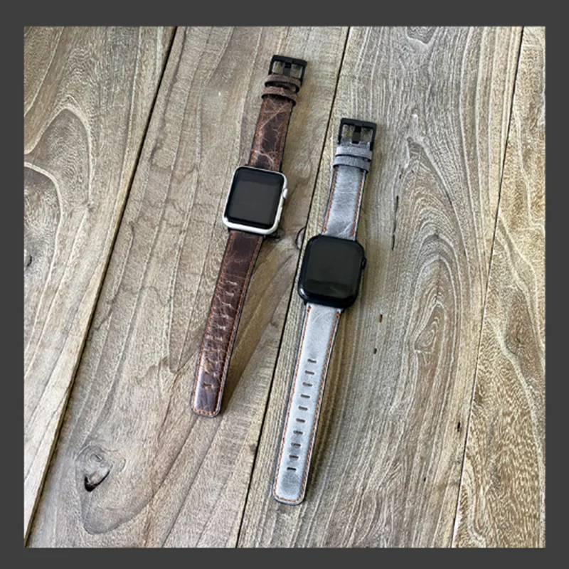 

Retro Cow Leather strap for Apple watch 7 band 45mm 41mm 44mm 40mm correa watchband bracelet iWatch series SE 6 5 4 3 38mm 42mm