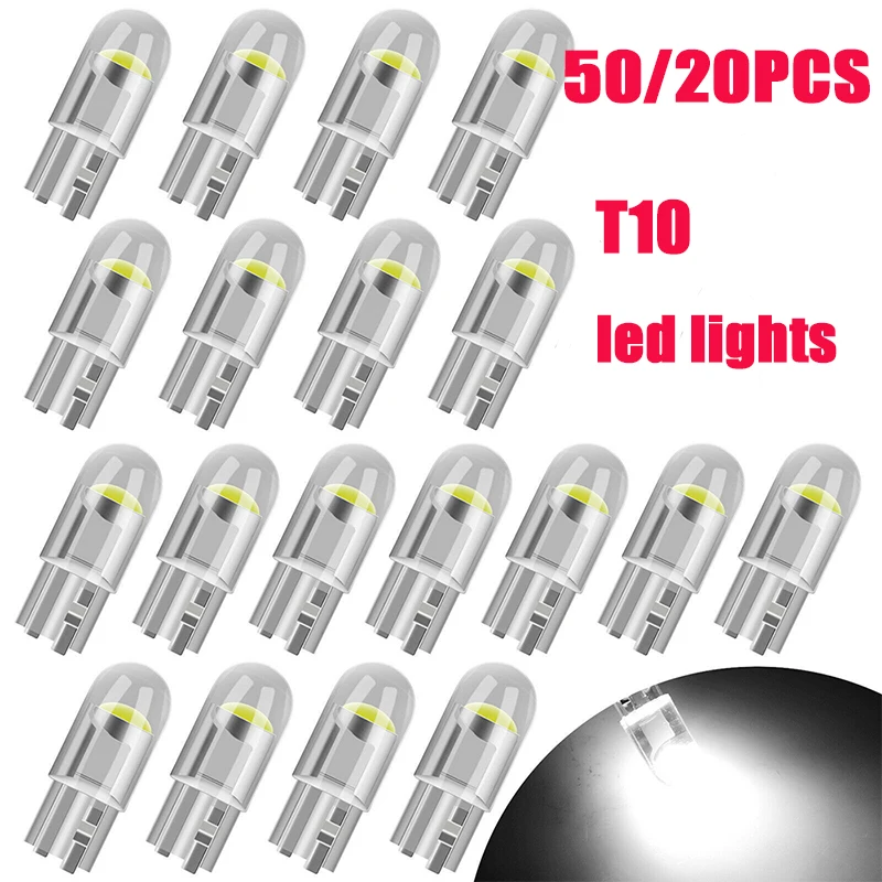 

50/20/10 шт. стеклянный полный свет светодиодный светильник T10 ширина огни 6000K COB автомобильные аксессуары для модификации чтения светодиодный ...