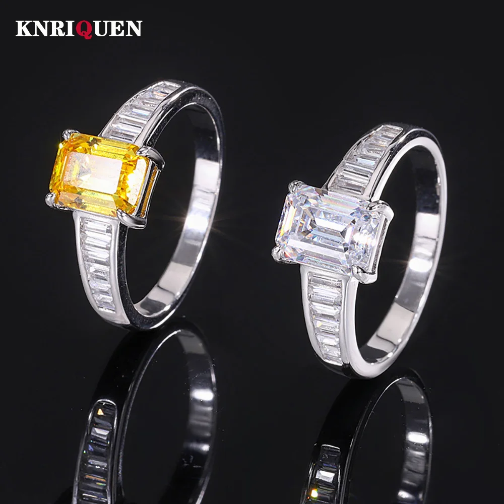 

Retro Genuine 925 Solid Silver 6*8mm Topaz Lab Diamond Rings for Women Gemstone Wedding Engagement Ring Party Fine Jewelry Gift