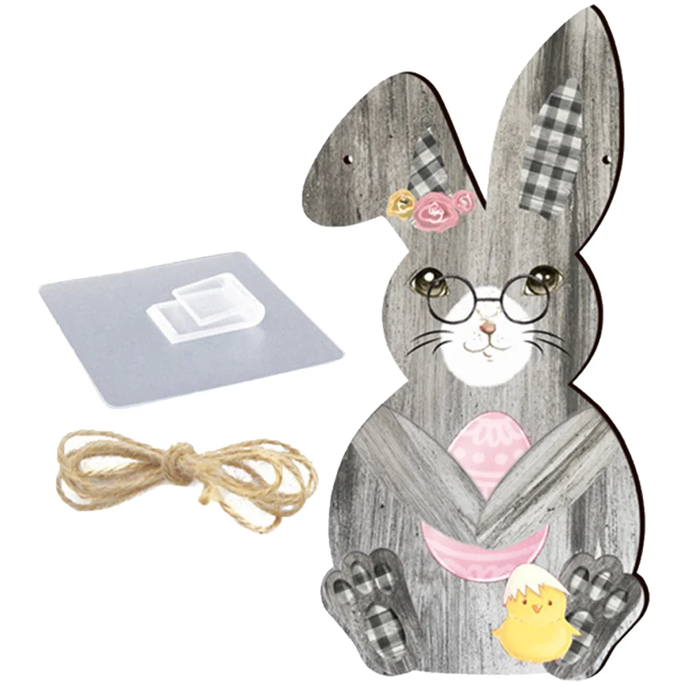 

Easter Sign Hanging Door Wall Plaque Welcome Wooden Rabbit Bunny Party Happy Wood Egg Chick Shaped Spring Board Favors