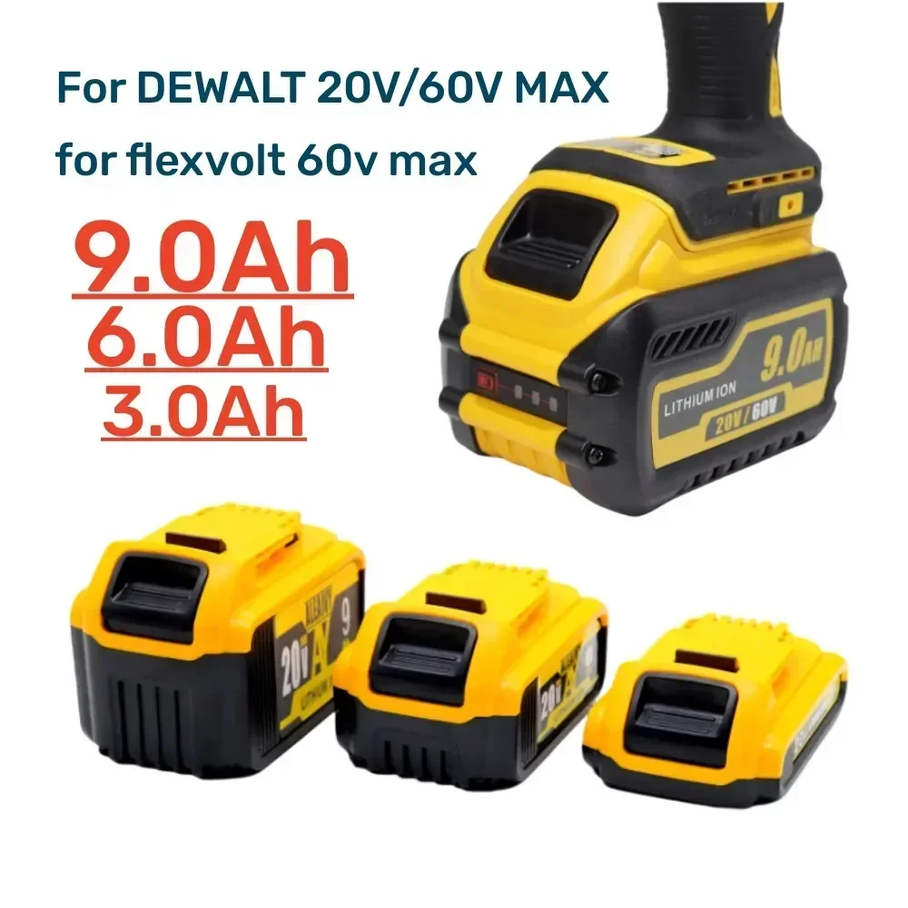 Аккумулятор 60 В для Dewalt DCB200 9000 мАч MAX DCB606 DCB609 DCB205 DCB206 DCB209 DCB182 9 0 Ач/6 Ач
