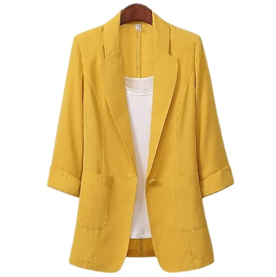 V-neck Black White Black Women Blazer 2022 New Thin Summer Blazers Lady Office 1/2 Sleeve Sheer Suit Jackets Coat Loose Tops