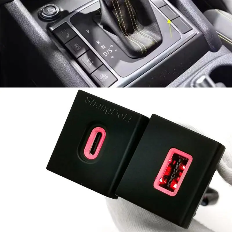 Фото A11M-USB Type C 12В/24В PD адаптер-розетка, автомобильные аксессуары для VW Amarok 11-22 №5
