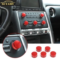 5 pieceset aluminum alloy red air conditioner volume knob covers for nissan gtr r35 2008 2016 car accessories interior
