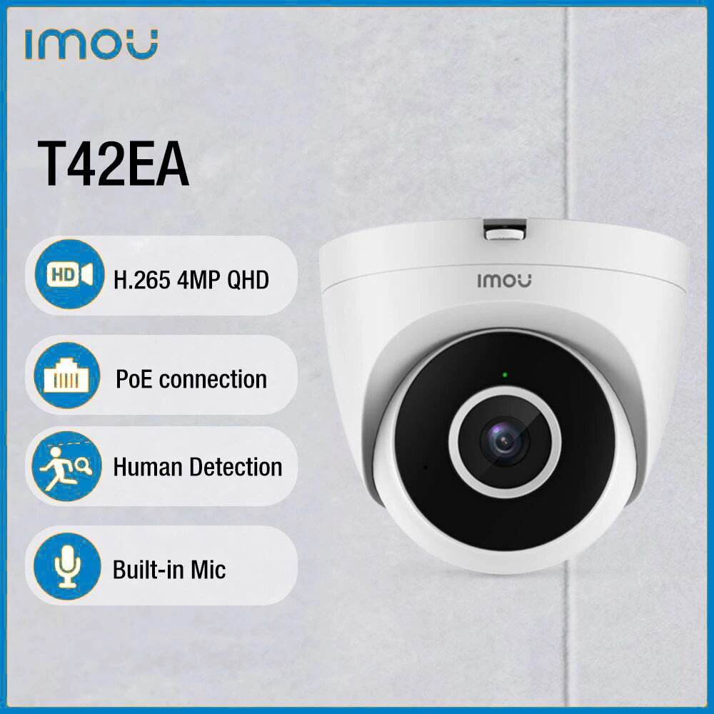 

Dahua Imou T42EA Turret PoE 4MP H.265 IP Camera IR Night Vision Built-in Mic Human Detection Security Indoor Smart Camera Onvif
