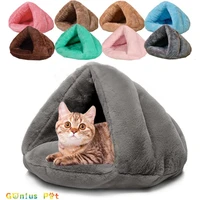 8 colors cat beds new hot triangle pet nest pet dog cat cave igloo bed basket house kitten soft cozy indoor cushion kennel