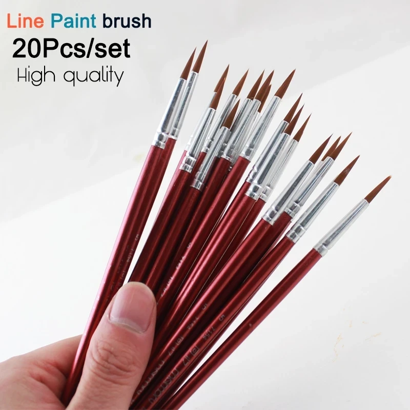 

20 шт./компл. детали, нейлоновый крючок для волос, ручка, кисть для рисования акриловыми масляными красками, акварель, Цветовая фотография