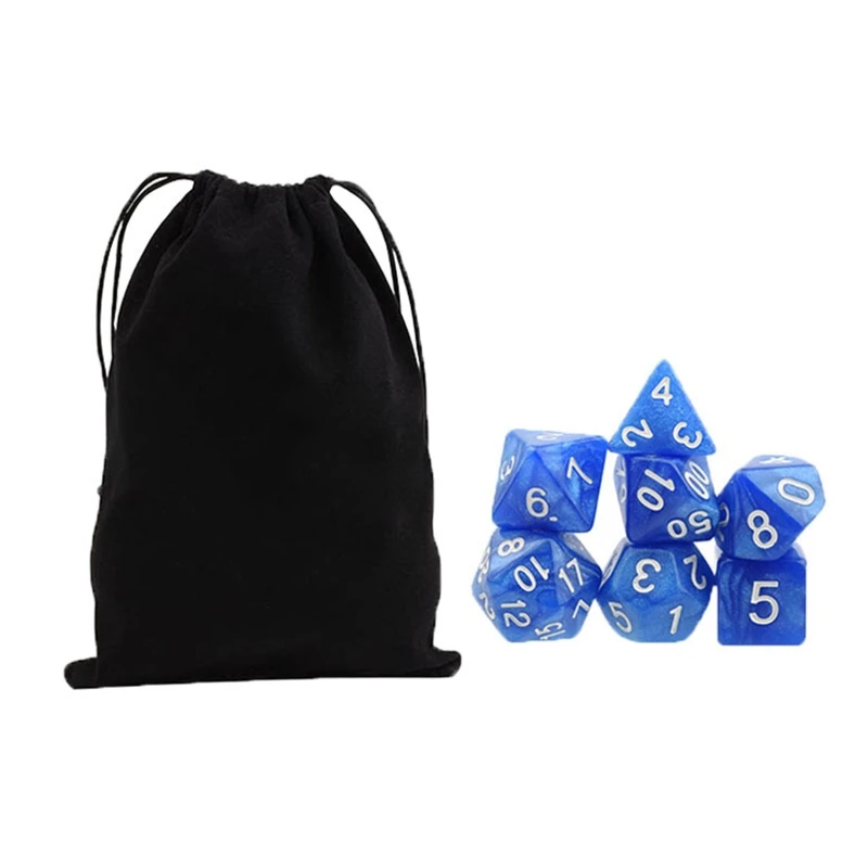 Набор из 7 резных костей Polyhedral с сумкой для хранения D4 D6 D8 D10 D % D12 D20 игры в РПГ DND |
