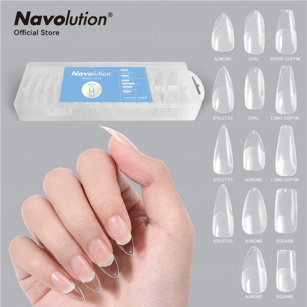 

NAVOLUTION 240 pieces of false nails Acrylic false nails Coffin artificial nails Semi matte/matte false nails Extension