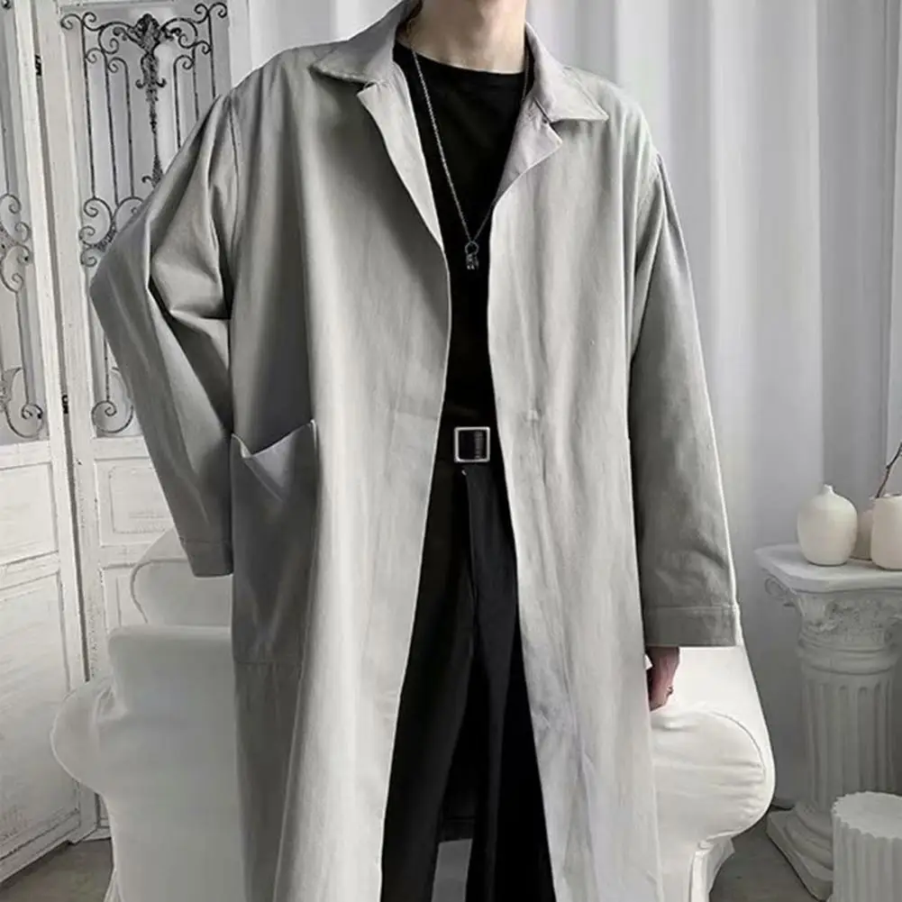 

Men Polyester Trench Coat Stylish Lapel Trench Breathable Wrinkle-resistant Men's Coat for Spring Autumn for Handsome for Men