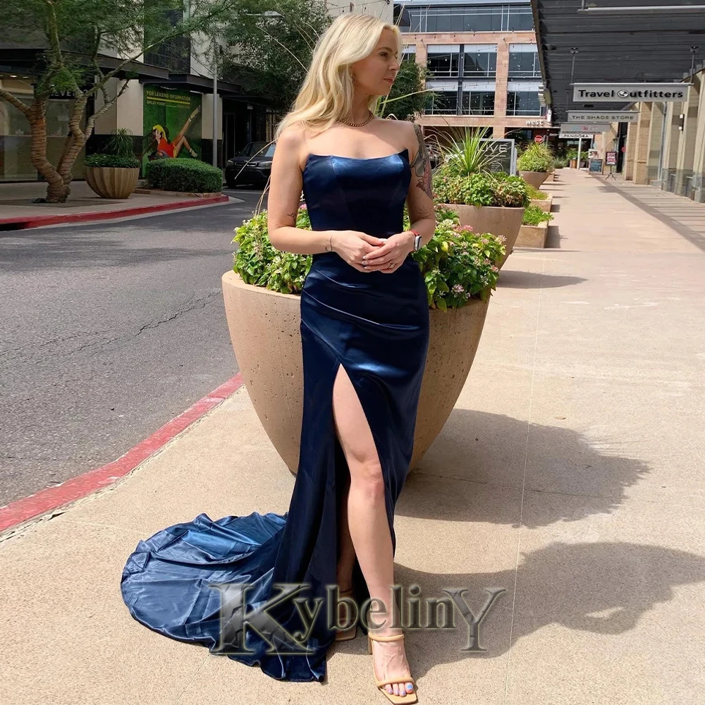 

Kybeliny Elegant Evening Dresses Simple Mermaid Scoop Side Slit Prom Gowns Vestidos De Fiesta 2023 For Women Formal Custom Made