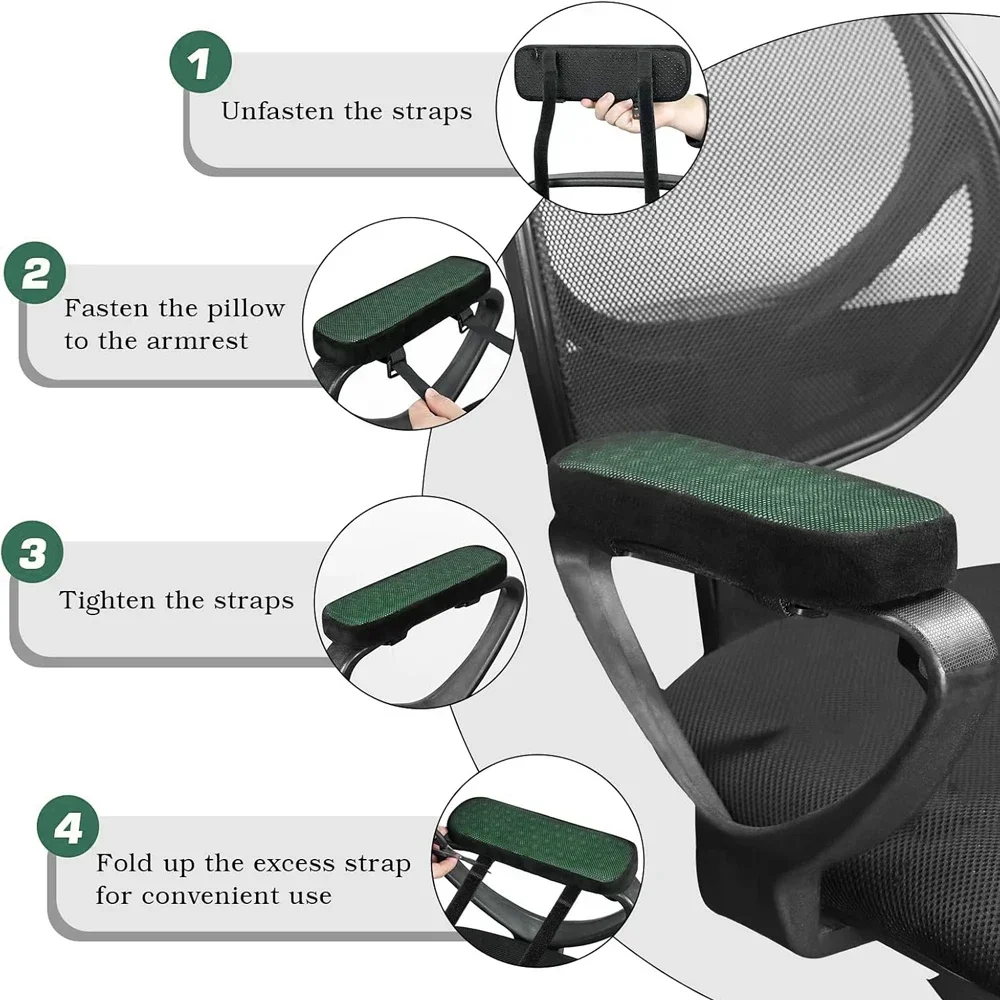 1Pair Office Chair Arm Pads - Soft Rest Cover Elbow&ampForearm Support-Memory Foam for Desk Gaming Armrest