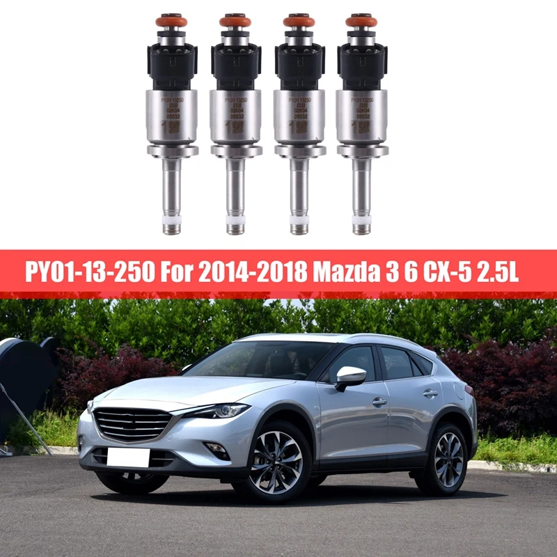 

4 шт. инжектор топлива, автомобильный инжектор топлива, модель 2014-2018 Mazda 3 6 PY01-13-250 л