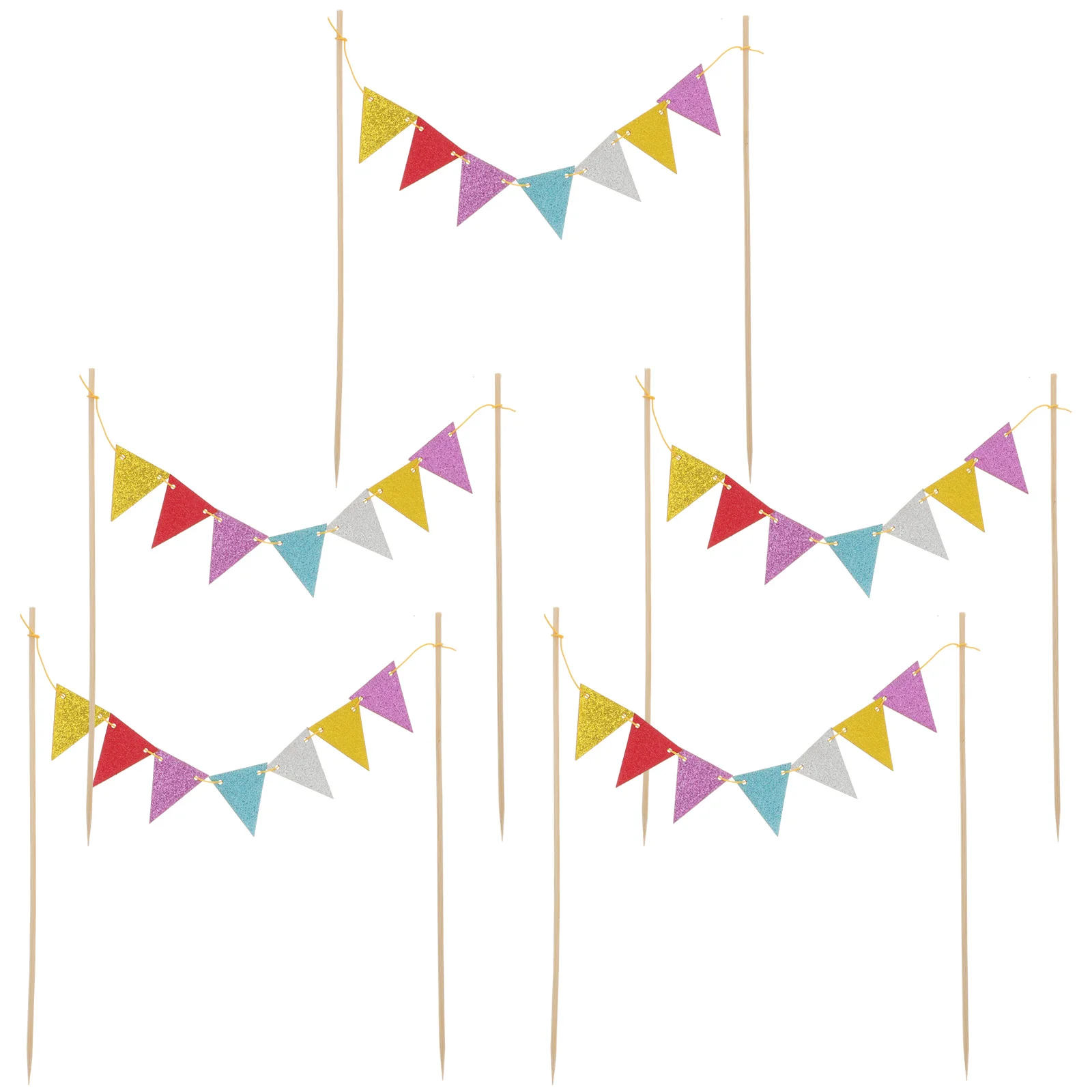 

5pcs Cake Topper Triangle Flag Replacement Colorful Cake Decoration Pick Birthday Cake Topper Cake Pick