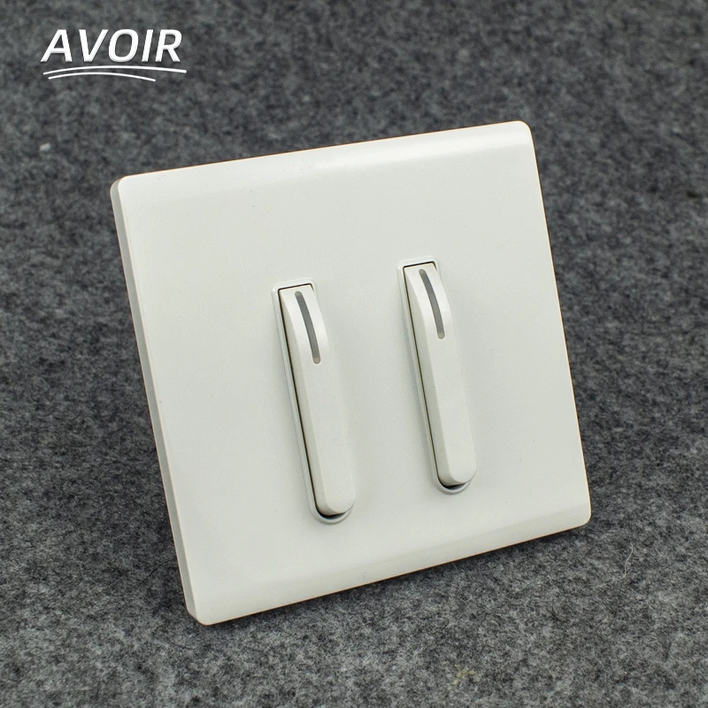 

Avoir Luxury White Light Switch 2 Way Wall Usb Electrical Socket Glass Panel Reset Switch 86 Type Piano Key Push Button Switches