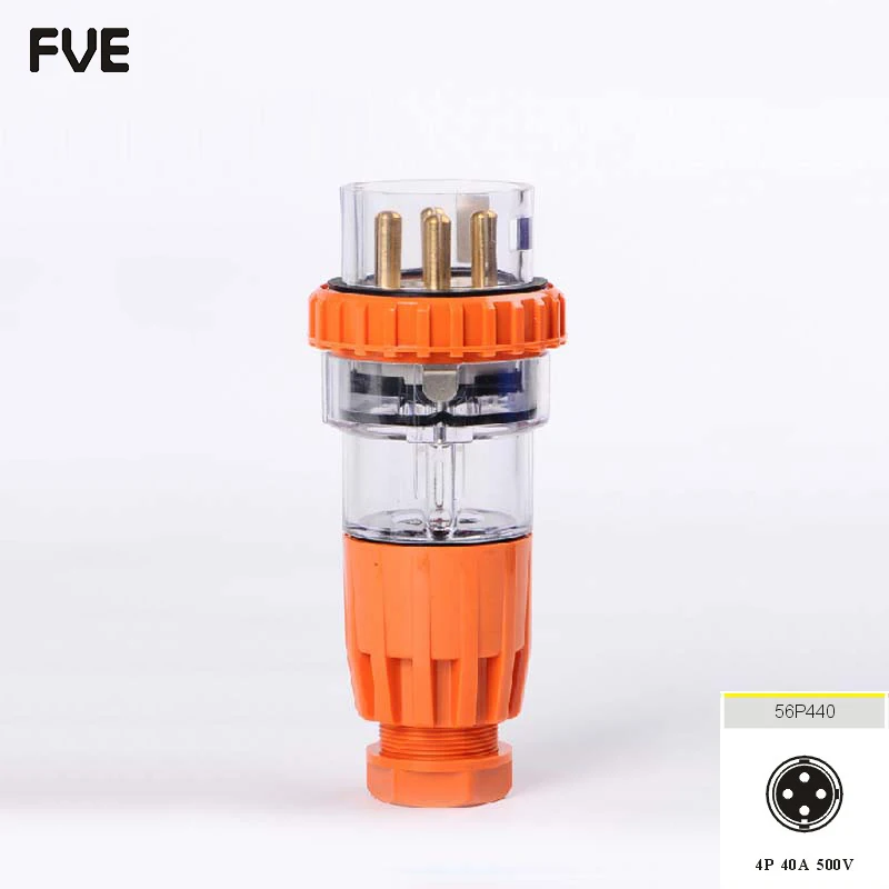 40A 4-контактный 3-фазный прямой промышленный штекер IP66 56P440