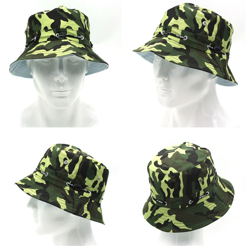 

Панама камуфляжная для мужчин и женщин, модная Солнцезащитная пляжная шапка с защитой от солнца, для путешествий, Повседневная Уличная Кепк...