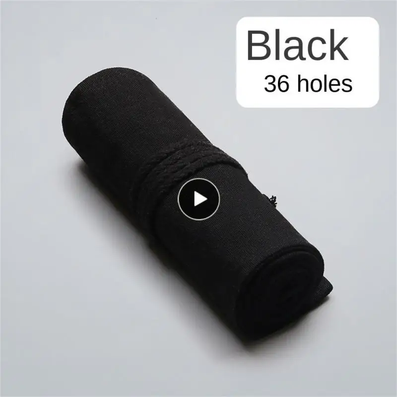 

Has Many Uses Stationery Box 12 Holes Stationery Storage Firm Thread Canvas Material Pencil Case Storage Bag Pen Curtain Black