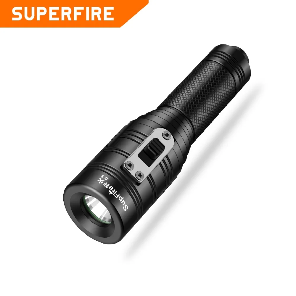 Supfire D3 Diving flashlight 770LM IPX8 Waterproof Professional Powerful Diver Light Use 18650 Battery Underwater LED Torch
