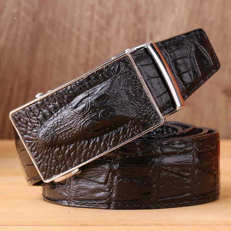 New Fashion Business Belt Men's Belts Luxury Genuine Leather Crocodile Striped Belt Men Designer Belts Men High Quality