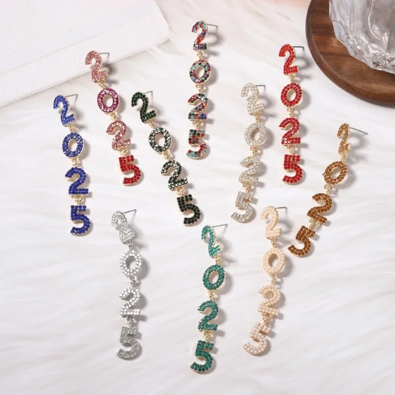 2025 цифровой сплав циркон камень длинные серьги с кисточками модные элегантные