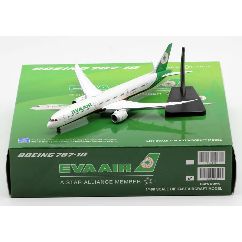 Коллекционный самолет из сплава XX4190A, подарок, фотосессия 1:400 EVA Air «Dreamliner», модель летательного аппарата Боинг, модель летательного аппарата с откидной крышкой