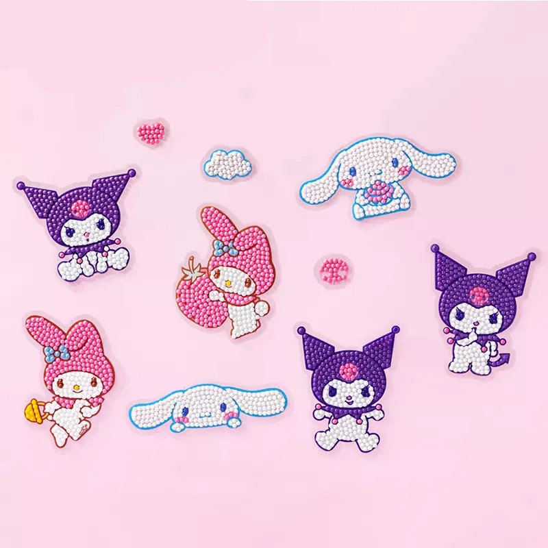 Sanrio Kawaii Melody błyszcząca naklejka dekoracyjna artykuły papiernicze śmieszne dopasowanie dla studentów Kid Diy Kuromi samoprzylepny
