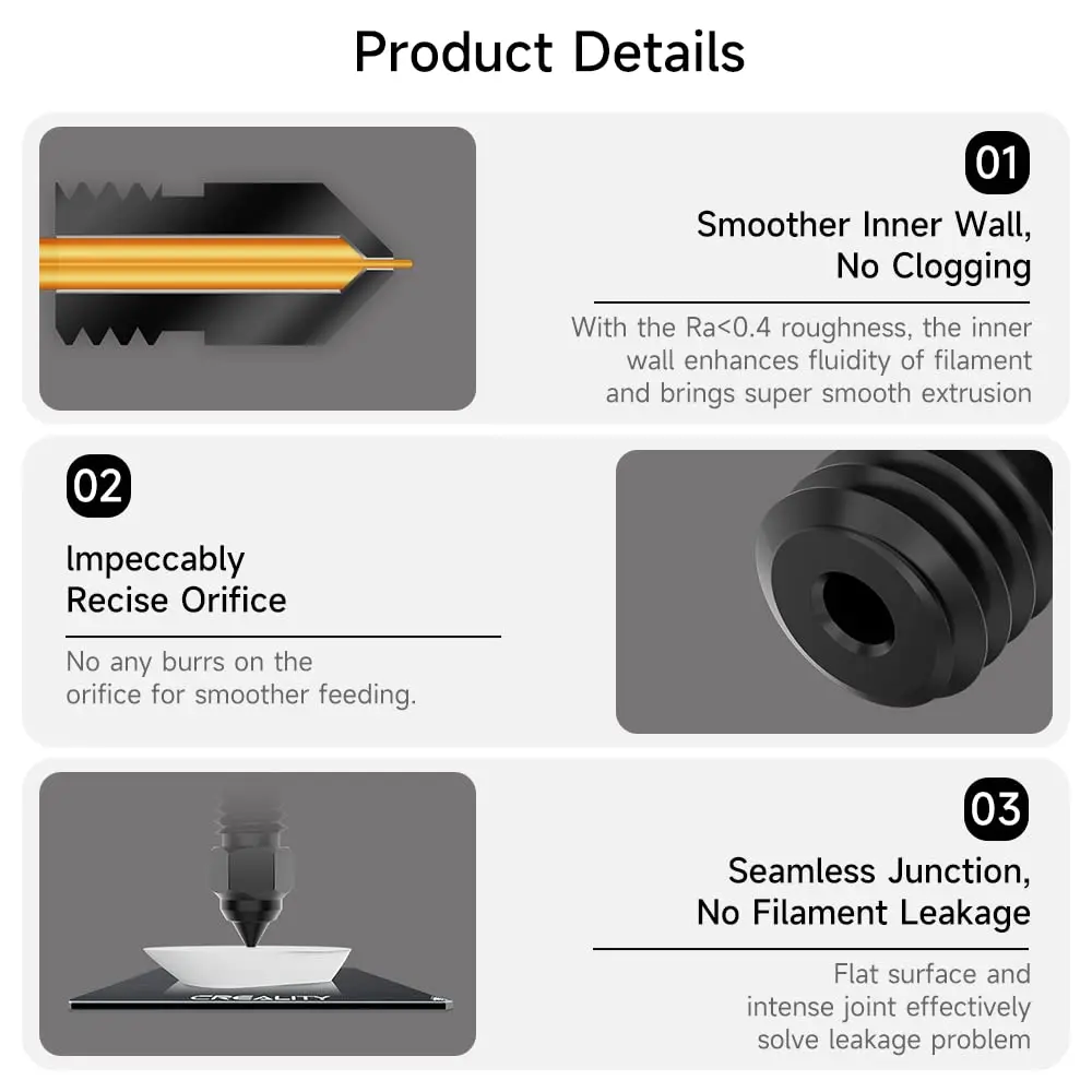 Фото Сопла CREALITY MK8 для сопла CR 6 SE CR5 Pro/Ender 3 S1 pro/CR10 V2/Ender5 Сопло 0,2/0,4/0,6/0,8 мм, латунь, медь, твердый №5