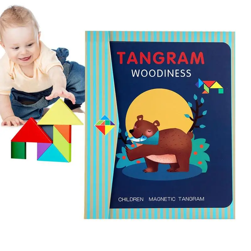 

Magnetic Tangrams Magnetic Wooden Block Puzzle Multishapes Tangrams Colorful No Glitch Logic Puzzle Game Montessori Brain Teaser
