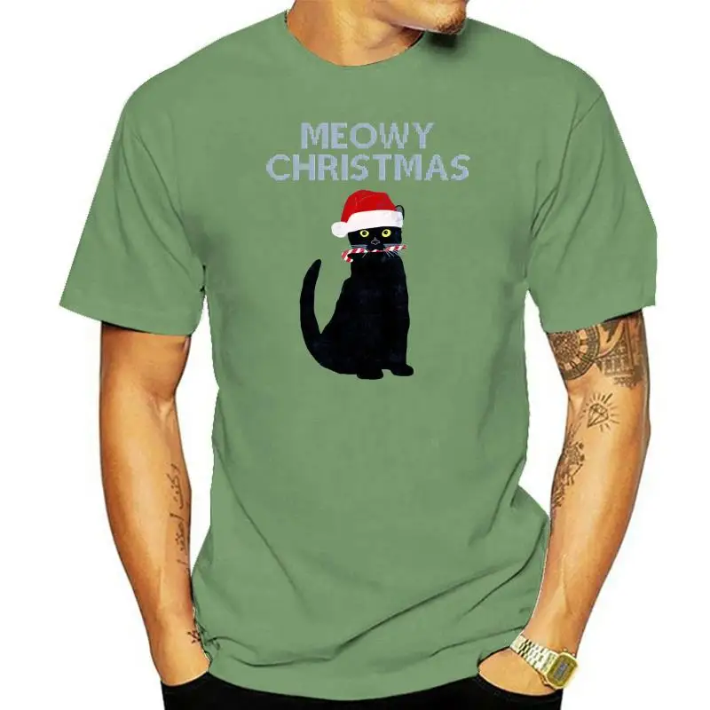 

Christmas T-Shirt Meowy Christmas Xmas Festive Gift Adult & Kids Tee Top Summer O Neck Tops Tee Shirt