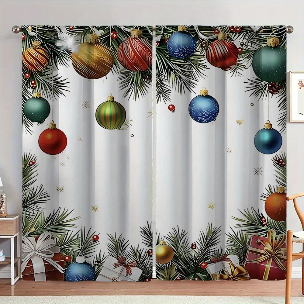 2 шт. праздничные рождественские шторы в стиле ретро с красочными светлыми