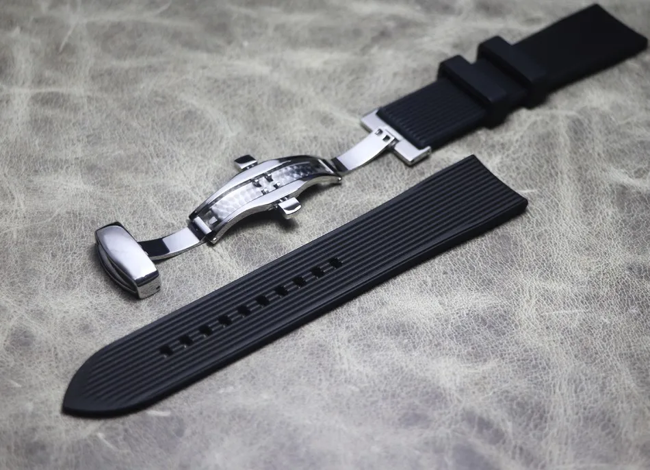 

Black Gray 20mm 22mm Watch Strap with Butterfly buckle Soft Silicone Watchband Men Women High Quality Replacement Bracelet