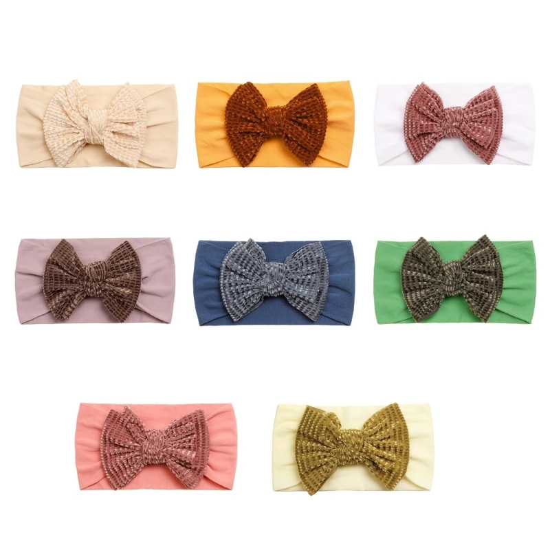 

Elastic Knotted Headwear Baby Bowknot Headband Wide Band Bow Hair Bands for Baby Girl Infant Headbands Hair Accessories D7WF