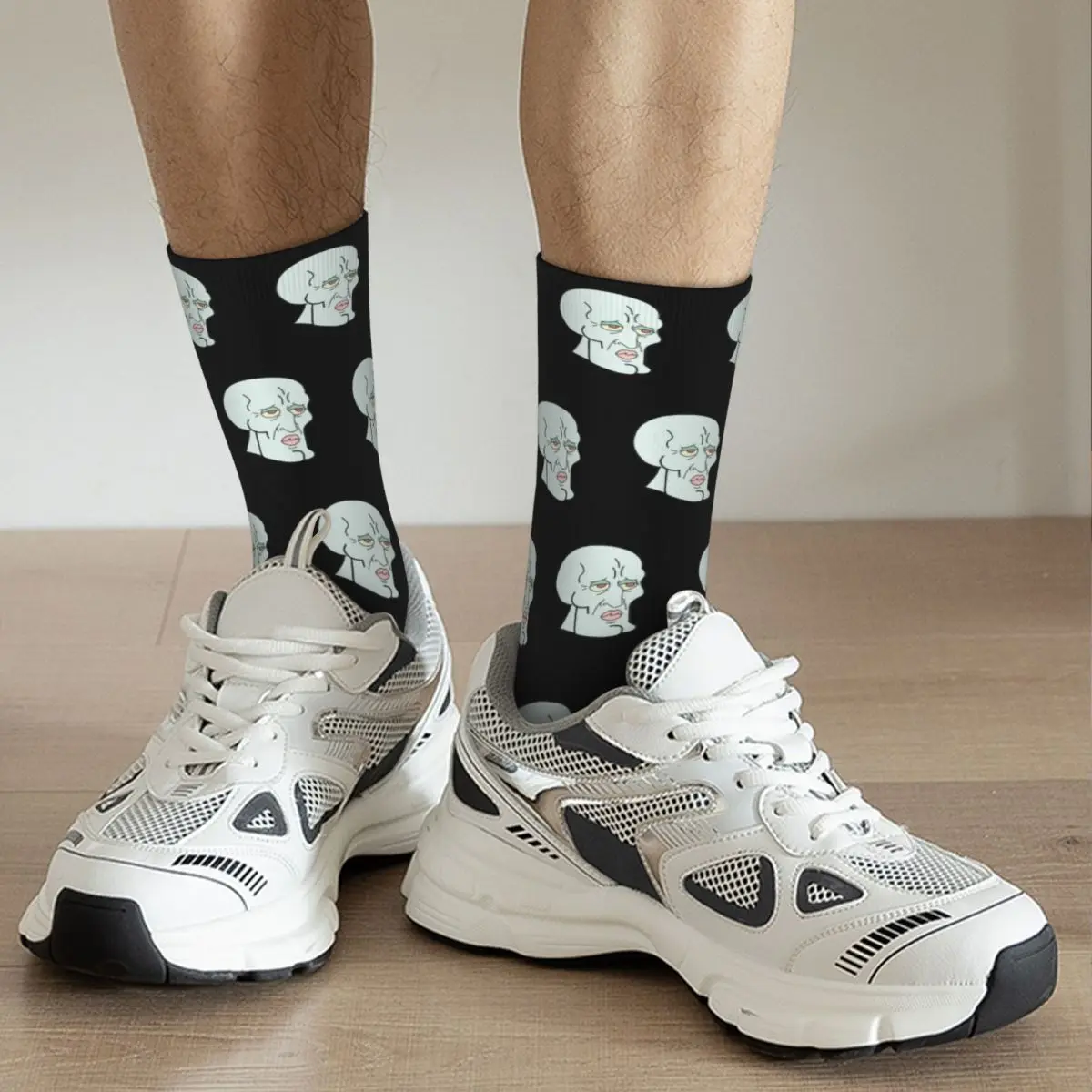 Autumn Winter Crazy Design Women Men Handsome Squidward Tentacles Meme Socks Non-slip Basketball