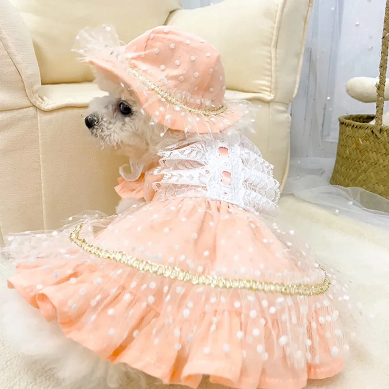

Luxury Dog Clothes Puppy Summer Dress Cat Skirt Wedding Dress Doggie Yorkie Costumes Pomeranian Poodle Pet Maltese Pink Clothing