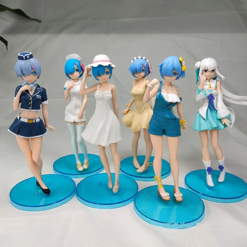 

Set 6pcs Anime Re:Life In A Different World From Zero Rem Ram Maid Figure PVC Action Figure Collection Model Decoration Gift
