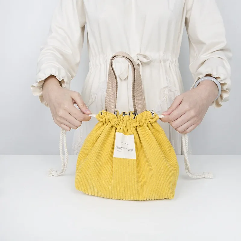 

Drawstring Picnic Tote Storage Bag Canva Box Cotton Cloth Handbag Dinner Bag