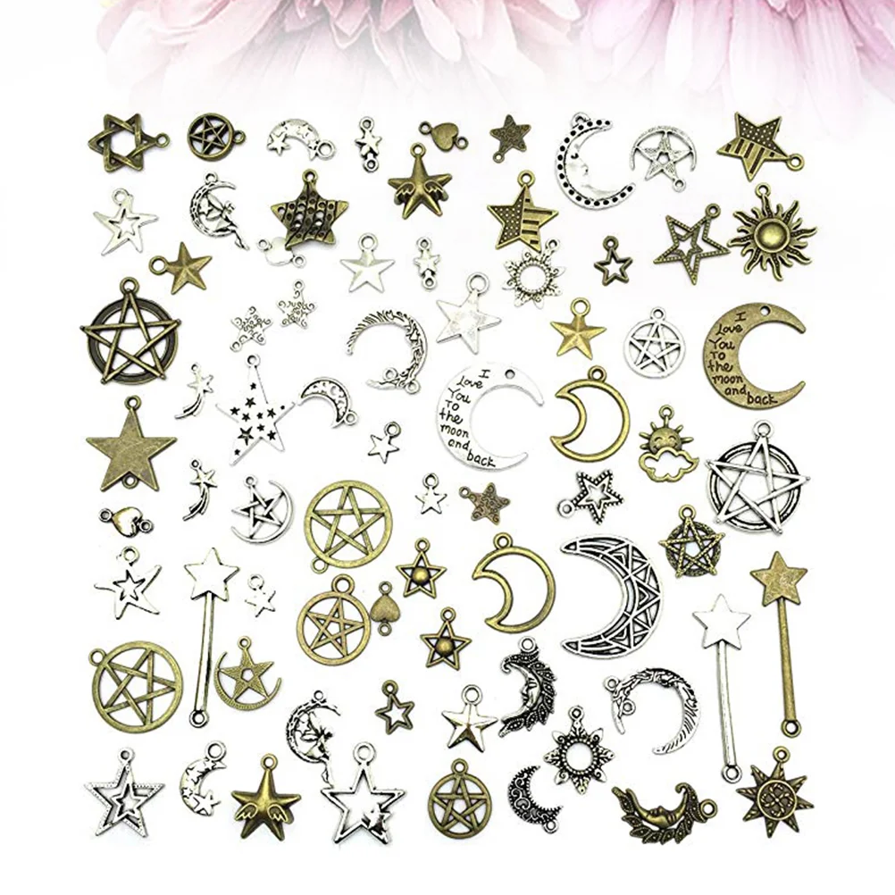 

74 Pcs DIY Jewelry Accessories Making Star Shaped Pendants Key Chain Accesorios Bracelet Alloy