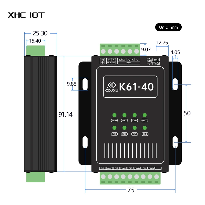 Switching Value RS485 Data Transparent Remote Transmission Modbus RTU/TCP Anti-Interference Hardware Watchdog XHCIOT K61-DL20