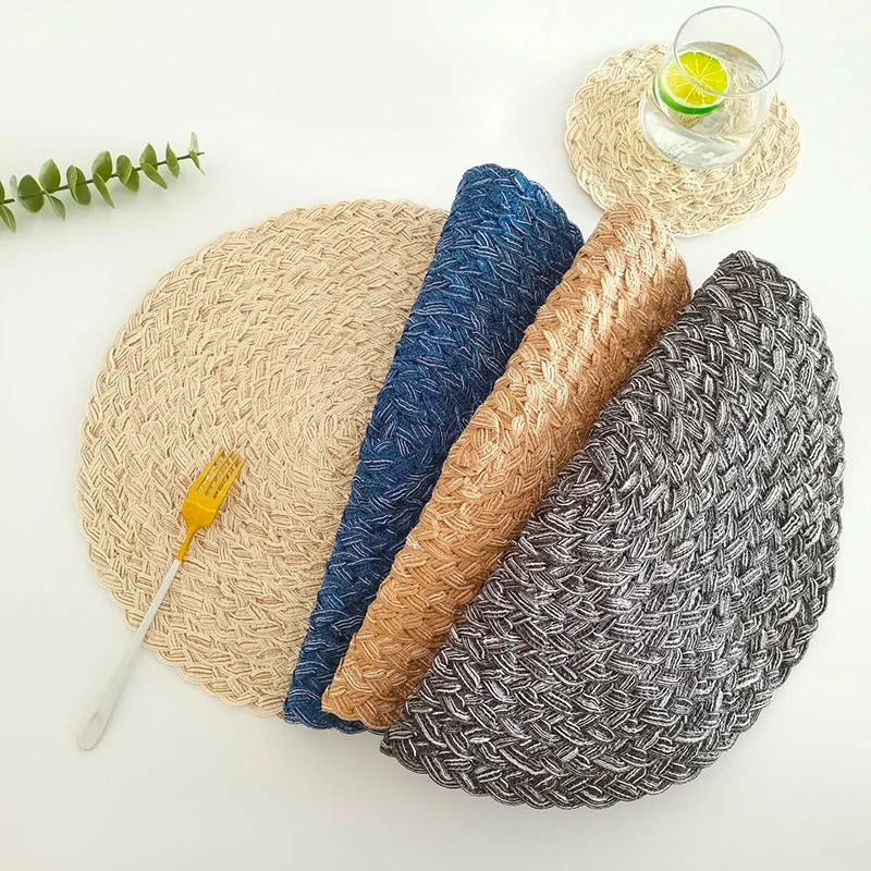 

Round Woven Placemats for Dining Tables,Washable Heat-Resistant NonSlip Kitchen TableMats Set of 2 Natural Wicker Tablemats Hand