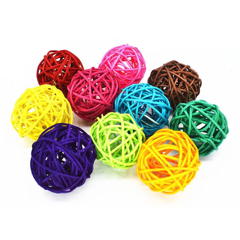 

10Pcs Mixed 3CM Round Shape Rattan Ball Sepak Takraw For Christmas Birthday Party Home Wedding Party Decoration Sepaktakraw Tool