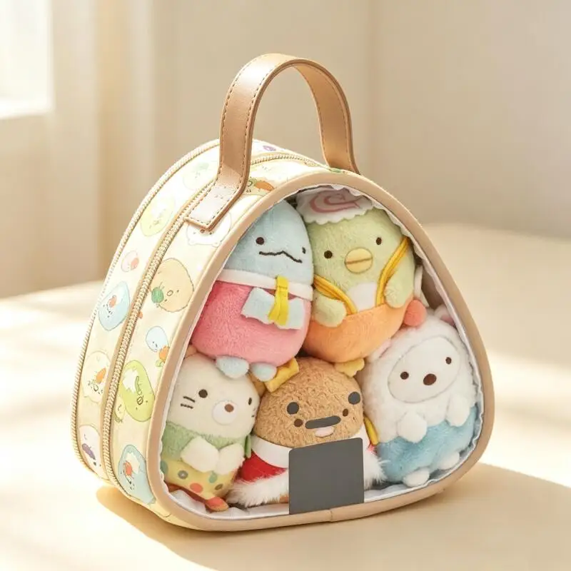 Фото Сумка-органайзер Sumikkogurashi Cortex: двухслойная, полупрозрачная, в форме онигири, для косметики, подарок на день рождения другу