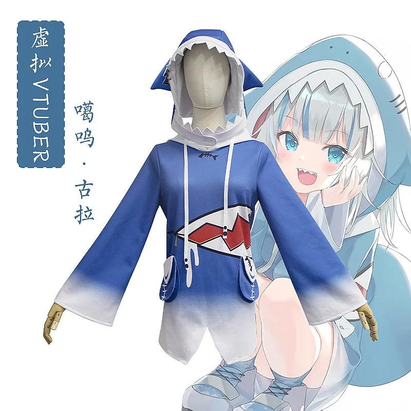 Фото Костюм для косплея Gawr Gura Shark от Hololive Virtual Vtuber, полный комплект для Хэллоуина в стиле аниме №2