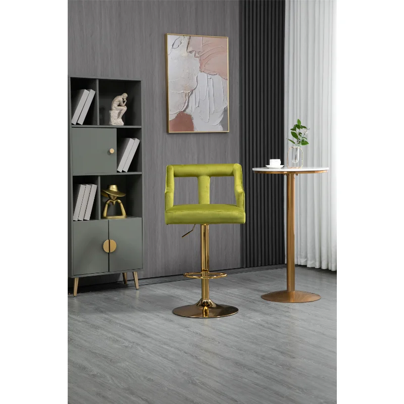 

COOLMORE Bar Stools with Back and Footrest Counter Height Dining Chairs Green Velvet [US Stock]