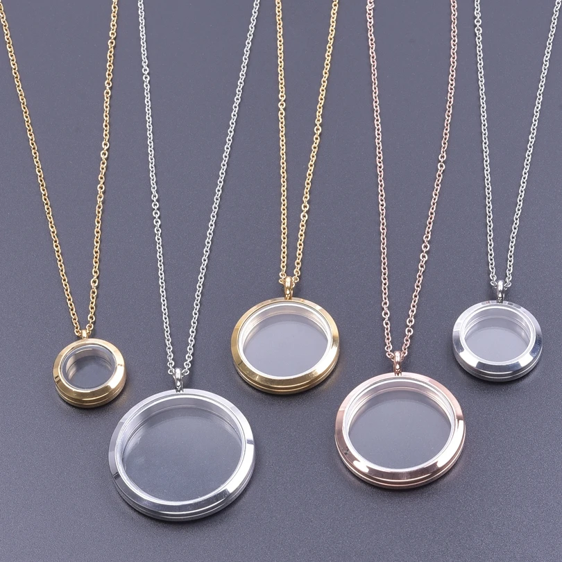 

Round Charms Locket Necklace Twist Stainless Steel Lockets Pendant Necklaces For Women/Men Accessories Long Chain Neck Jewelry