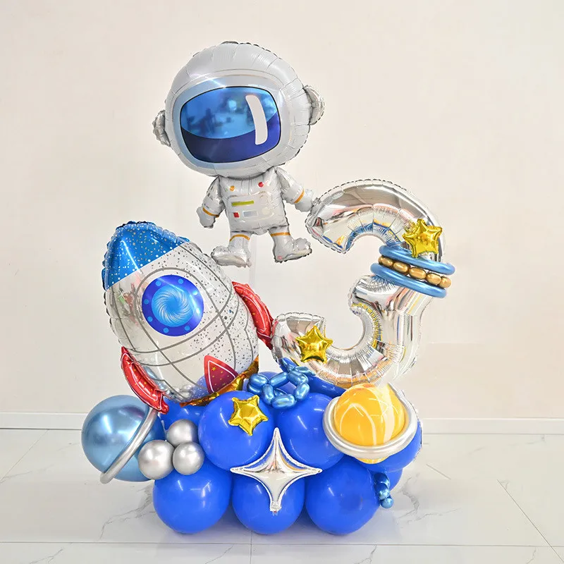 

32pcs/Set 32inch Silver Number Foil Balloon Outer Space Theme Party Astronaut Rocket Birthday Babyshower Decoration Supplies