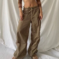 2022 new baggy y2k cargo pants women fashion drawstring street low waist vintage sweatpant trousers wide leg pant spring summer