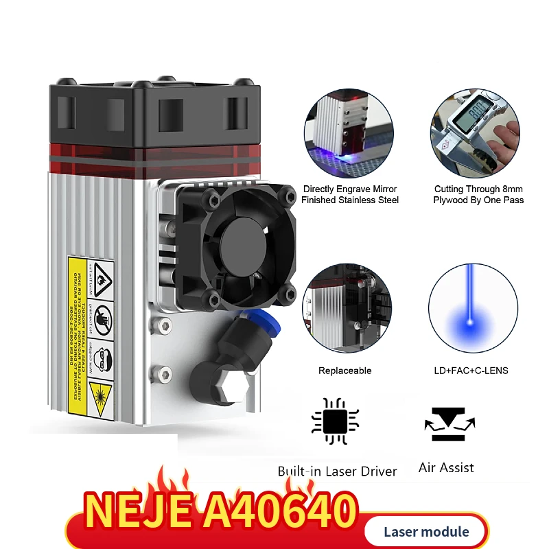 NEJE Master  Laser Module Head 450nm Blue Light TTL 40W Module for Laser Engraver Wood Cutting Smarter Tool