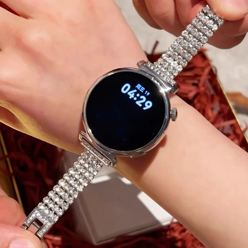 Фото Женский ремешок с бриллиантами для Samsung Galaxy Watch 8, 7, Ultra, 6, 5, 40 мм, 44 мм, металлический браслет для часов HUAWEI GT 6, 5, 4 PRO, 20/22/18 мм №3
