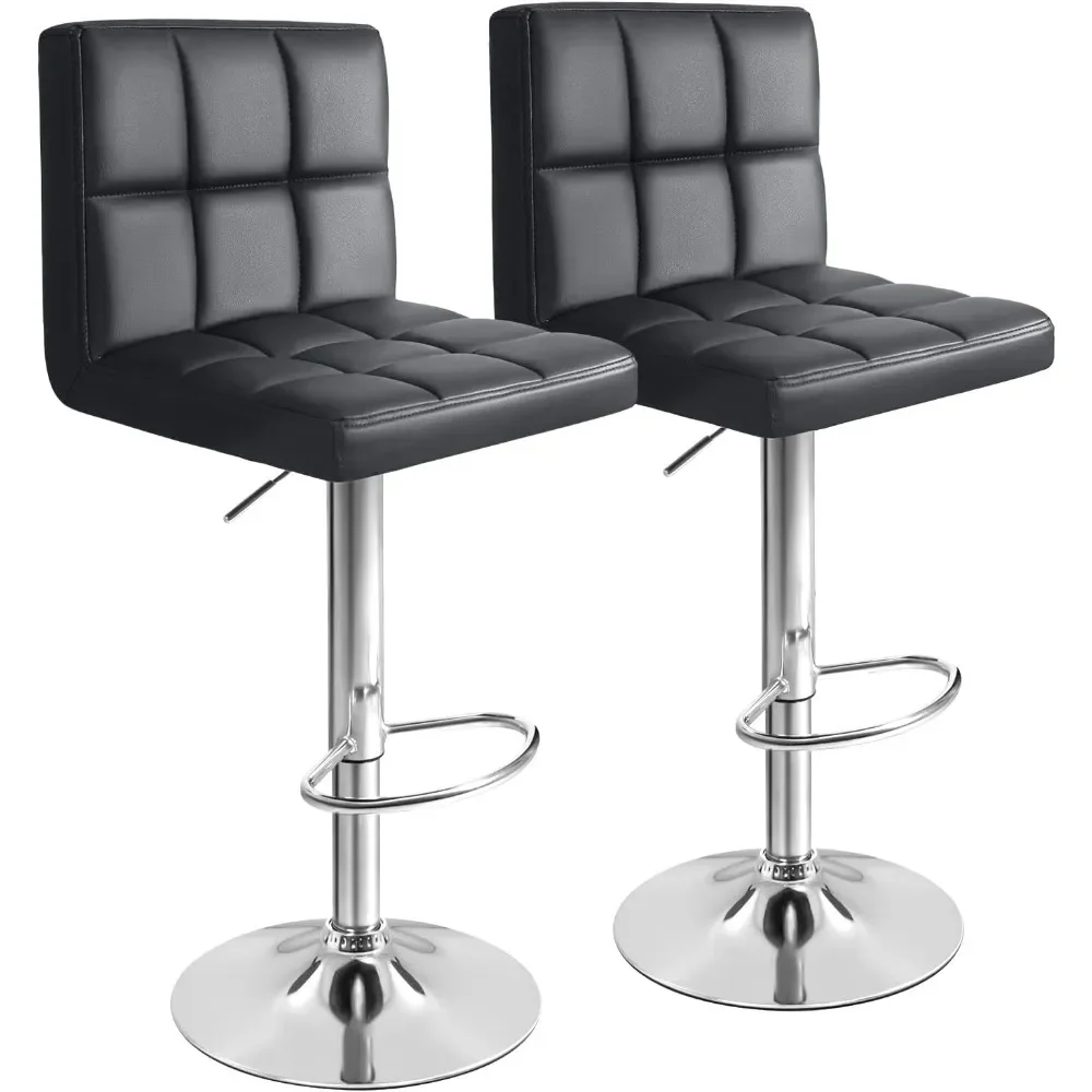 

Bar Stools Modern PU Leather Adjustable Barstools with Back Armless Hydraulic Kitchen Counter Height Swivel Bar Stool Set of 2